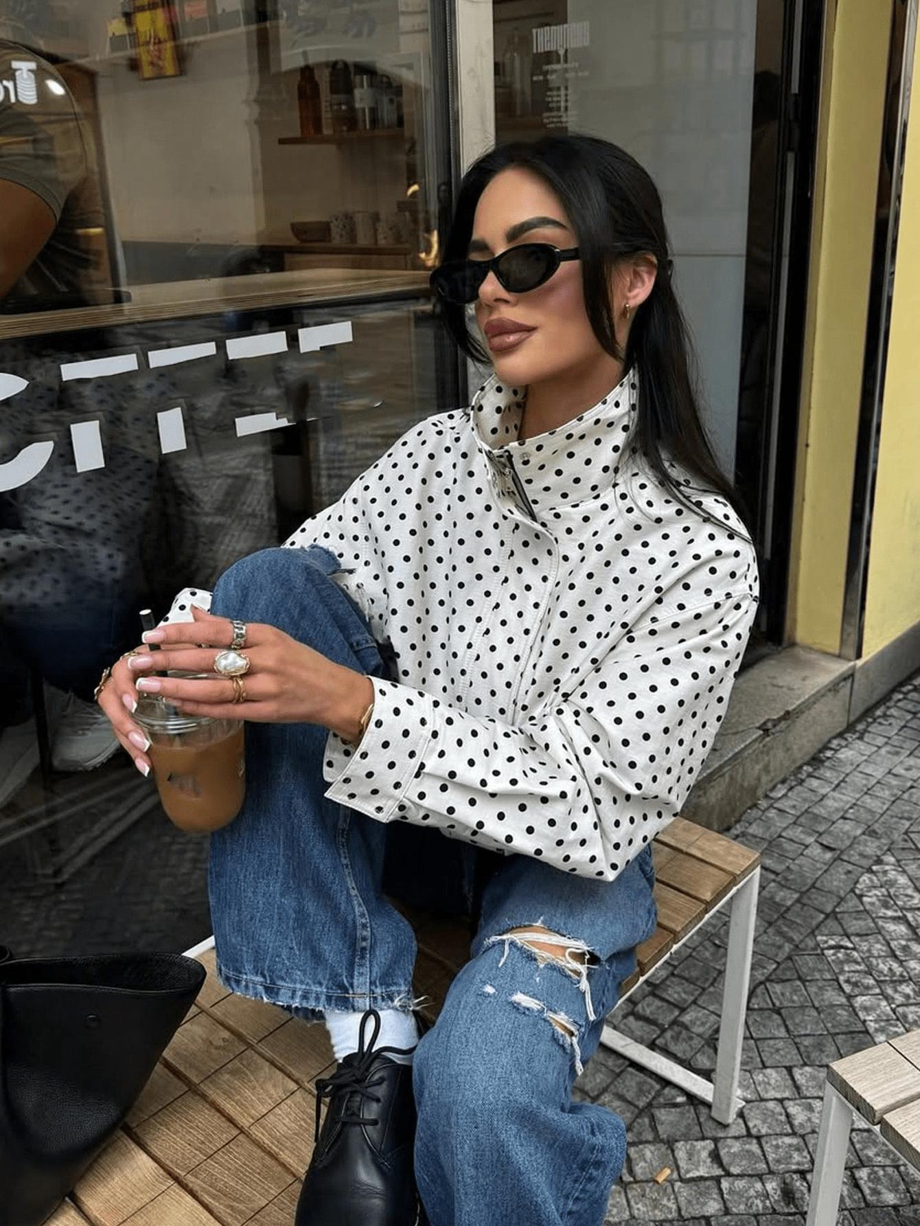SHEIN KURTKA WZÓR GROSZKI S06__XS
