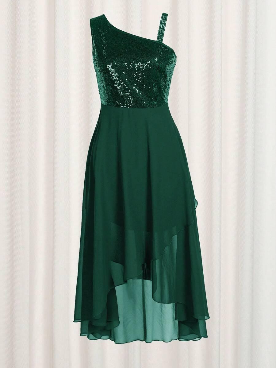 SHEIN ZIELONA SUKIENKA ZDOBIENIE S06__L