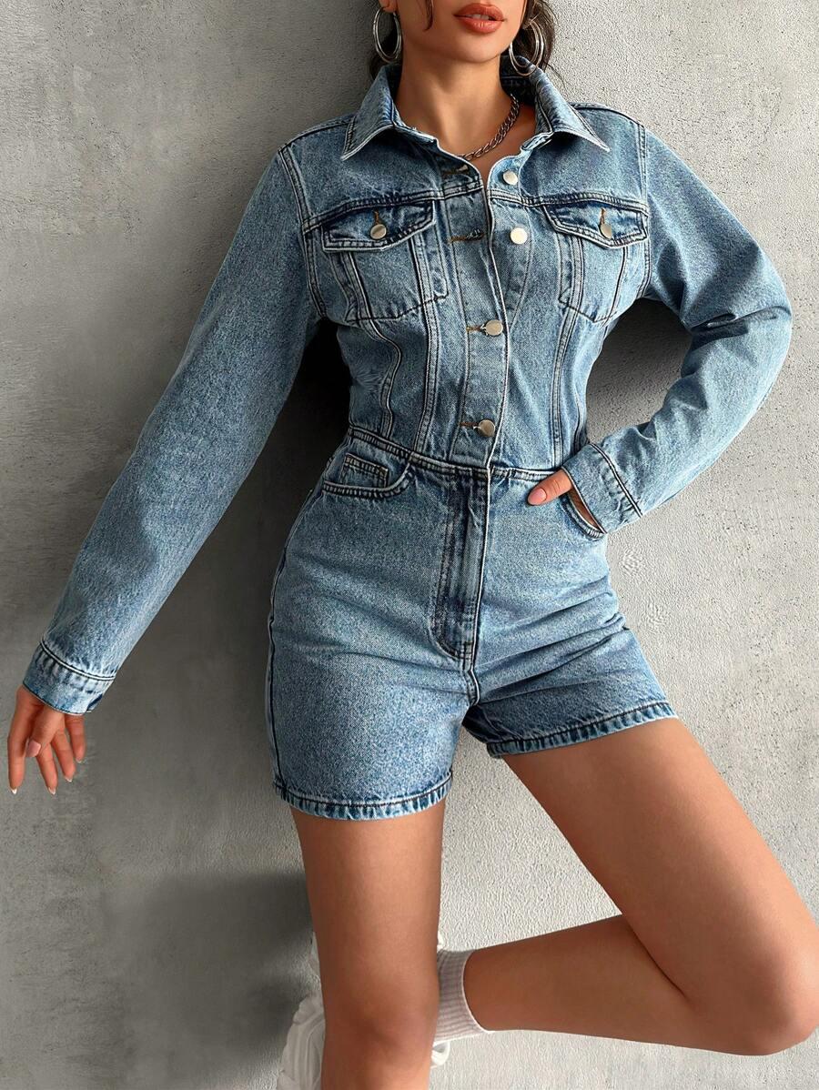 SHEIN NIEBIESKI KOMBINEZON JEANS S06__M