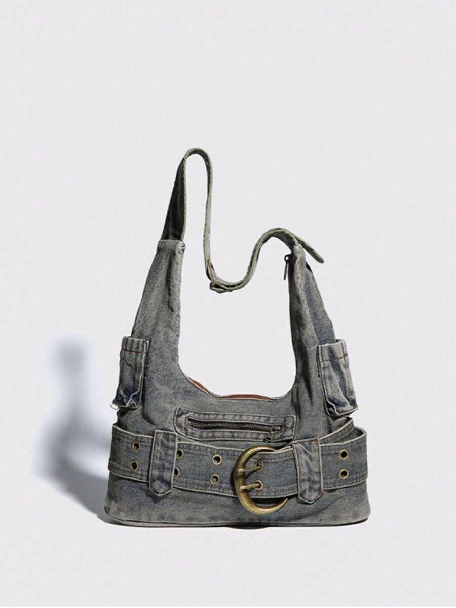 SHEIN NIEBIESKA TOREBKA NA RAMIĘ JEANS S07__20X36CM