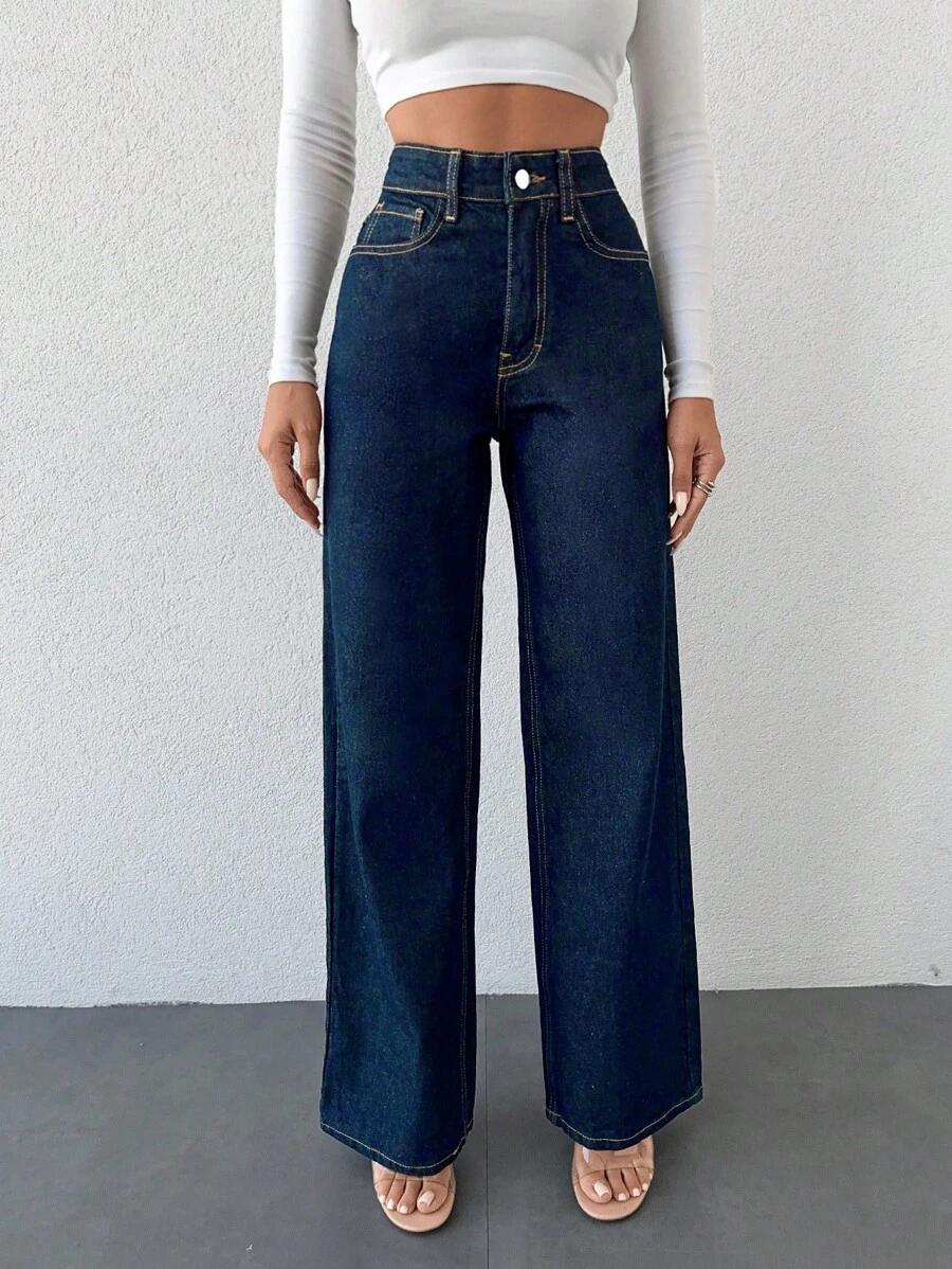 SHEIN GRANATOWE SPODNIE JEANS S06__L