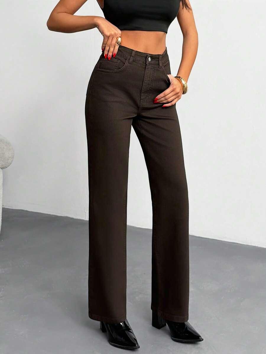 EURMUSE BRĄZOWE SPODNIE JEANS S06__S