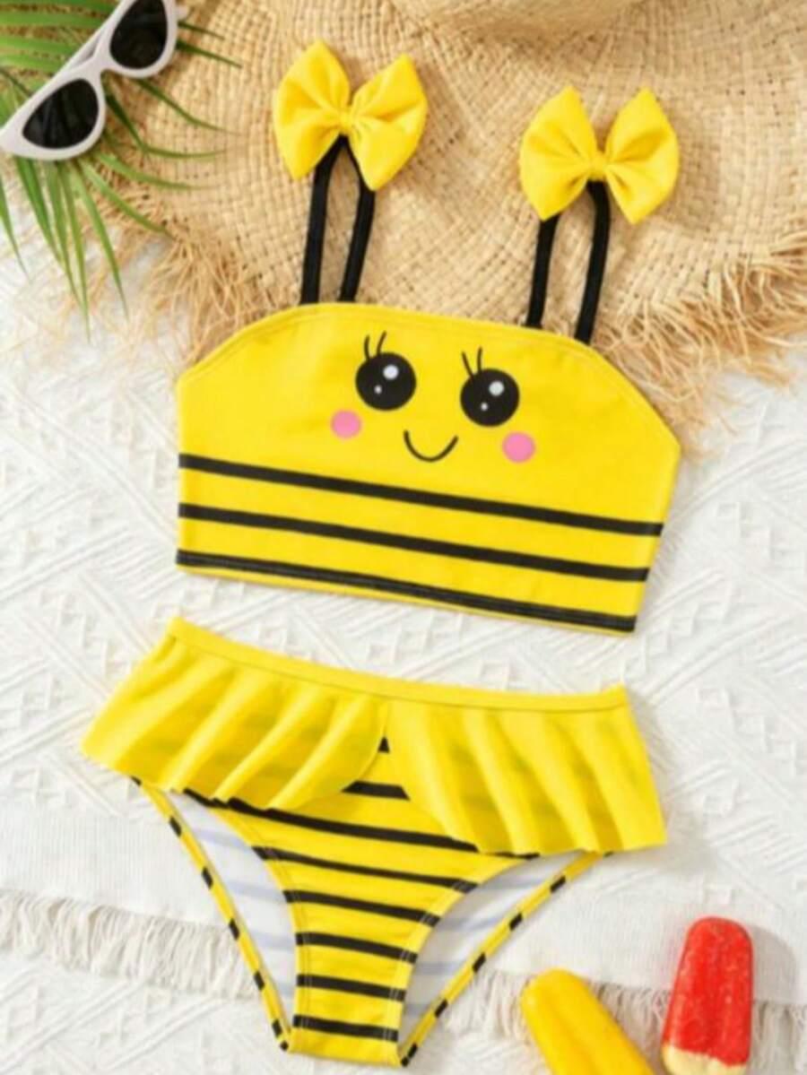 SHEIN STRÓJ KĄPIELOWY DWUCZĘŚCIOWY NADRUK S09__110-116