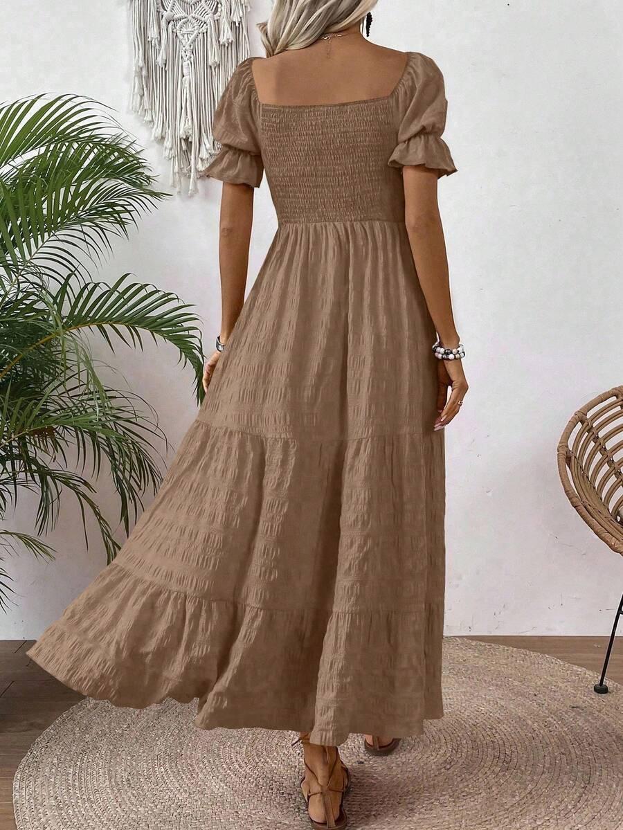 EMERY ROSE BRĄZOWA MAXI SUKIENKA S06__M