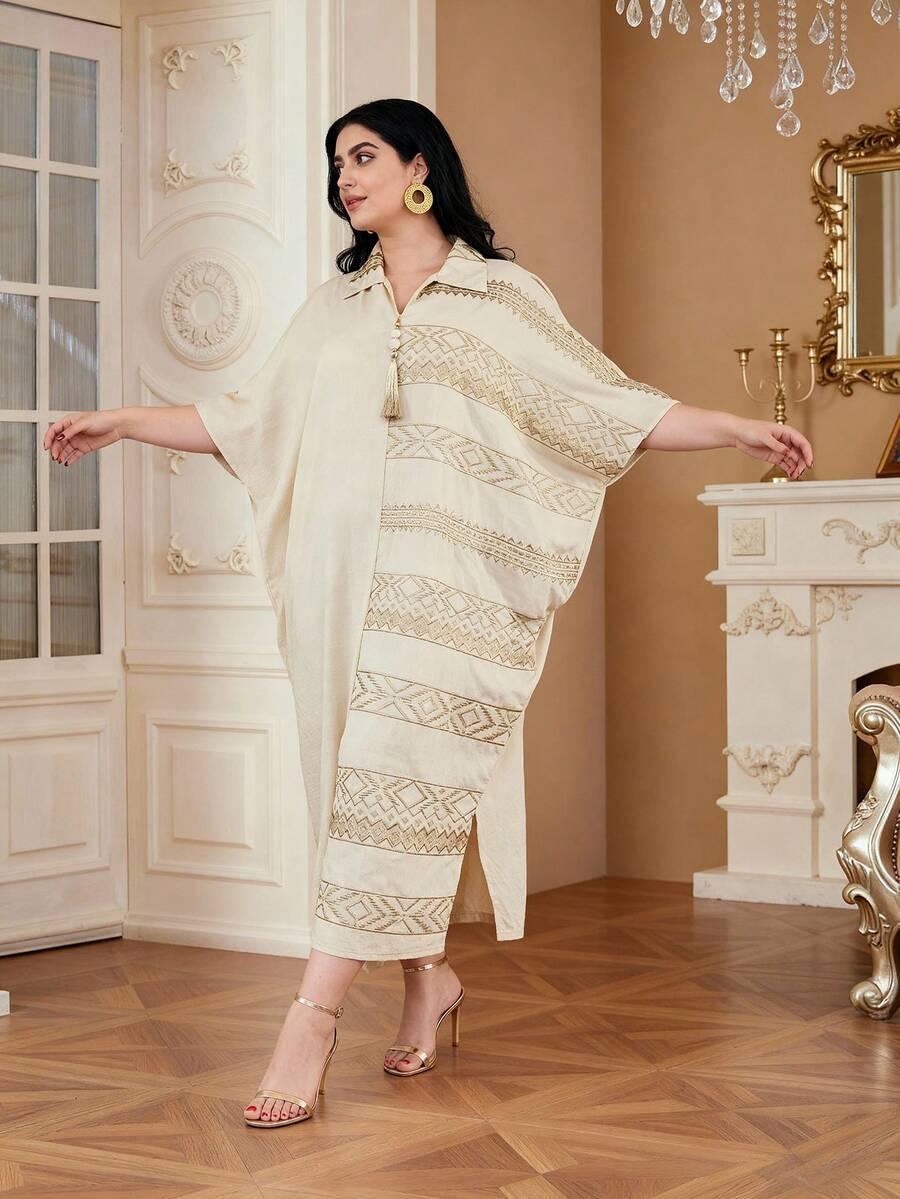 SHEIN BEŻOWA SUKIENKA ZDOBIENIE S09__XL