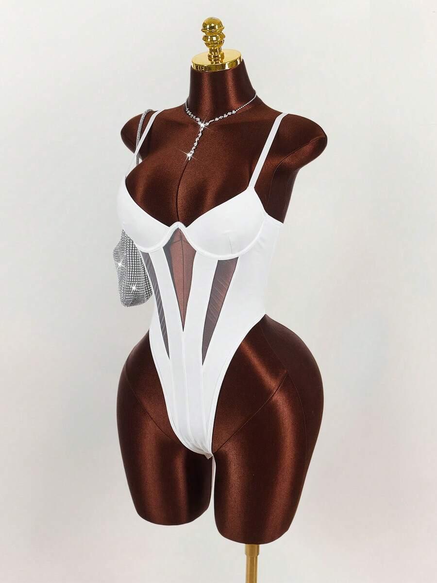 SHEIN BODY NA RAMIĄCZKACH SIATECZKA S06__M