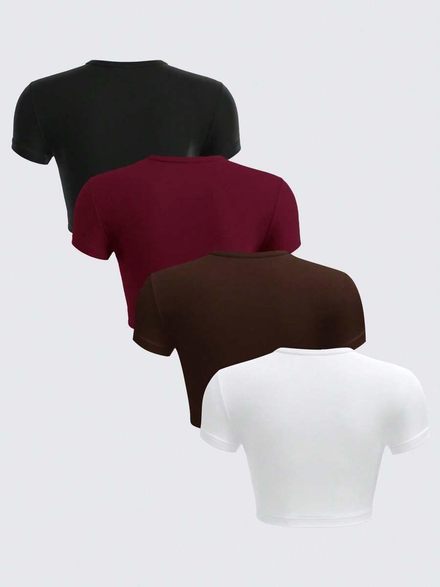 SHEIN TOP OKRĄGŁY DEKOLT 4-PACK S06__M