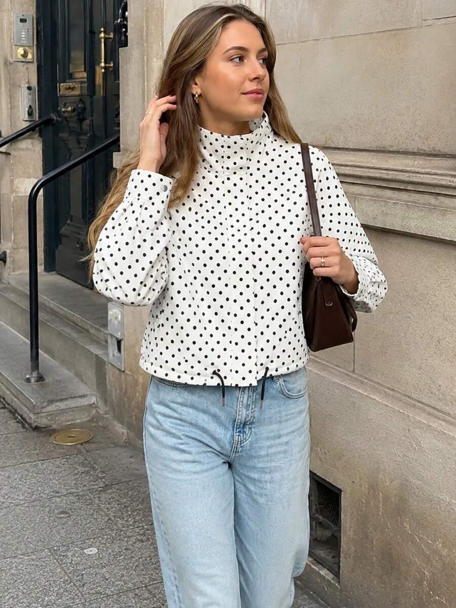 SHEIN BIAŁA KURTKA W GROSZKI S06__L