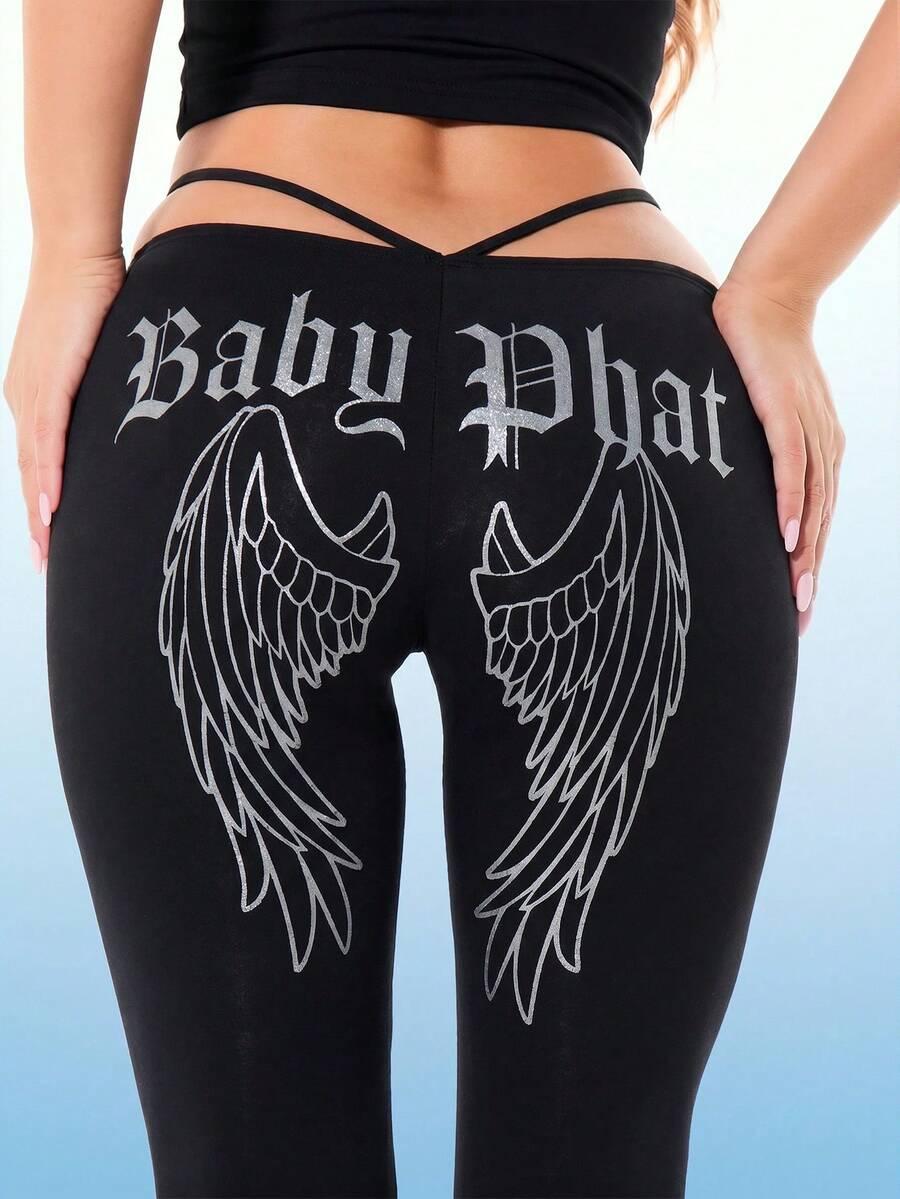 BABYPHAT CZARNE LEGGINSY DZWONY S06__XL