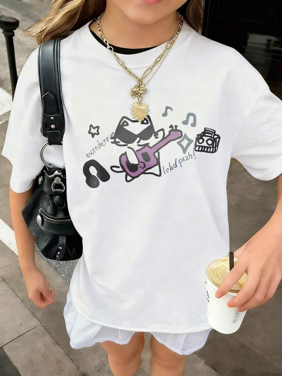 SHEIN BIAŁY T-SHIRT PRINT S06__140-146