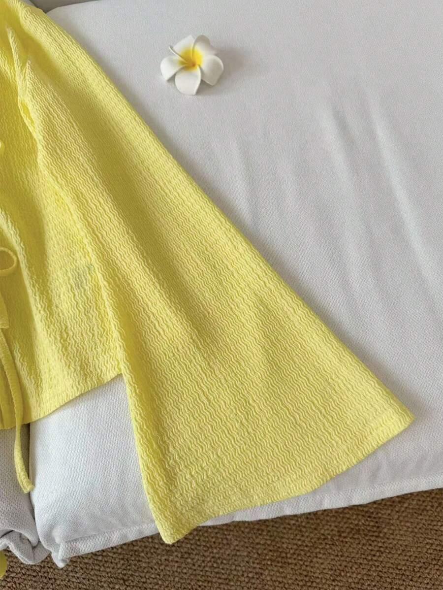 SHEIN ŻÓŁTA BLUZKA WIĄZANIE S06__S