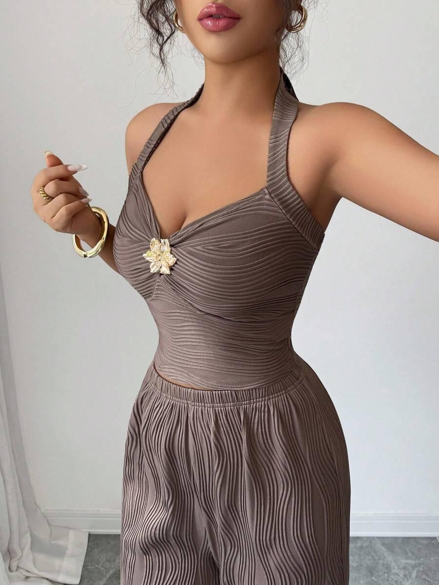 SHEIN BRĄZOWE SPODNIE CASUAL S06__S