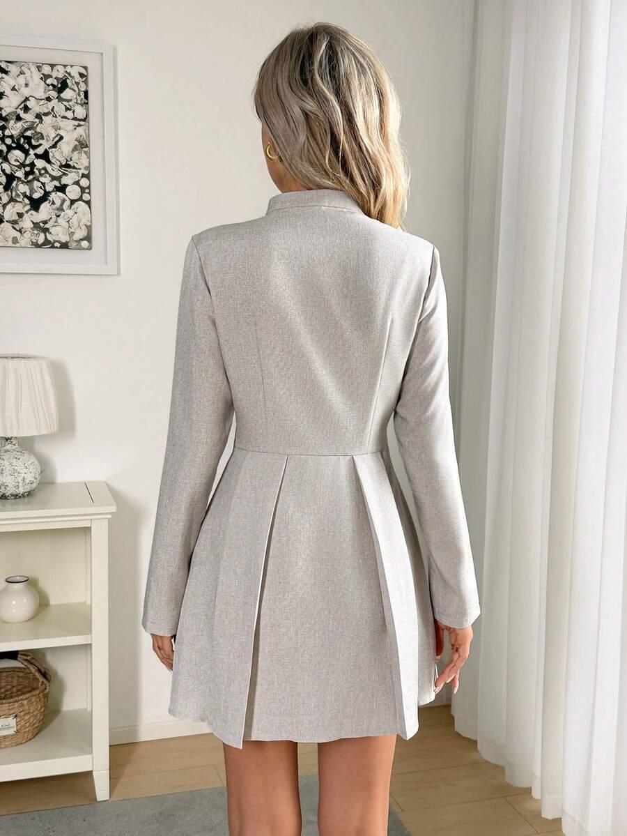 SHEIN SZARA MINI SUKIENKA DŁUGI RĘKAW GUZIKI S06__XL