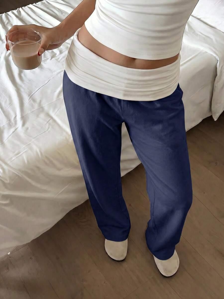 SHEIN GRANATOWE SPODNIE CASUAL S06__M