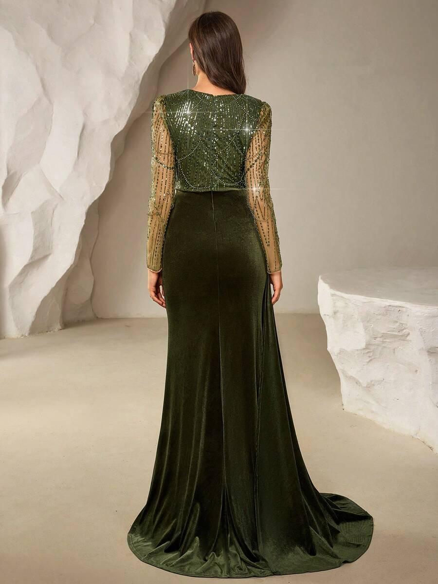 SHEIN ZDOBIONA MAXI SUKIENKA S06__S