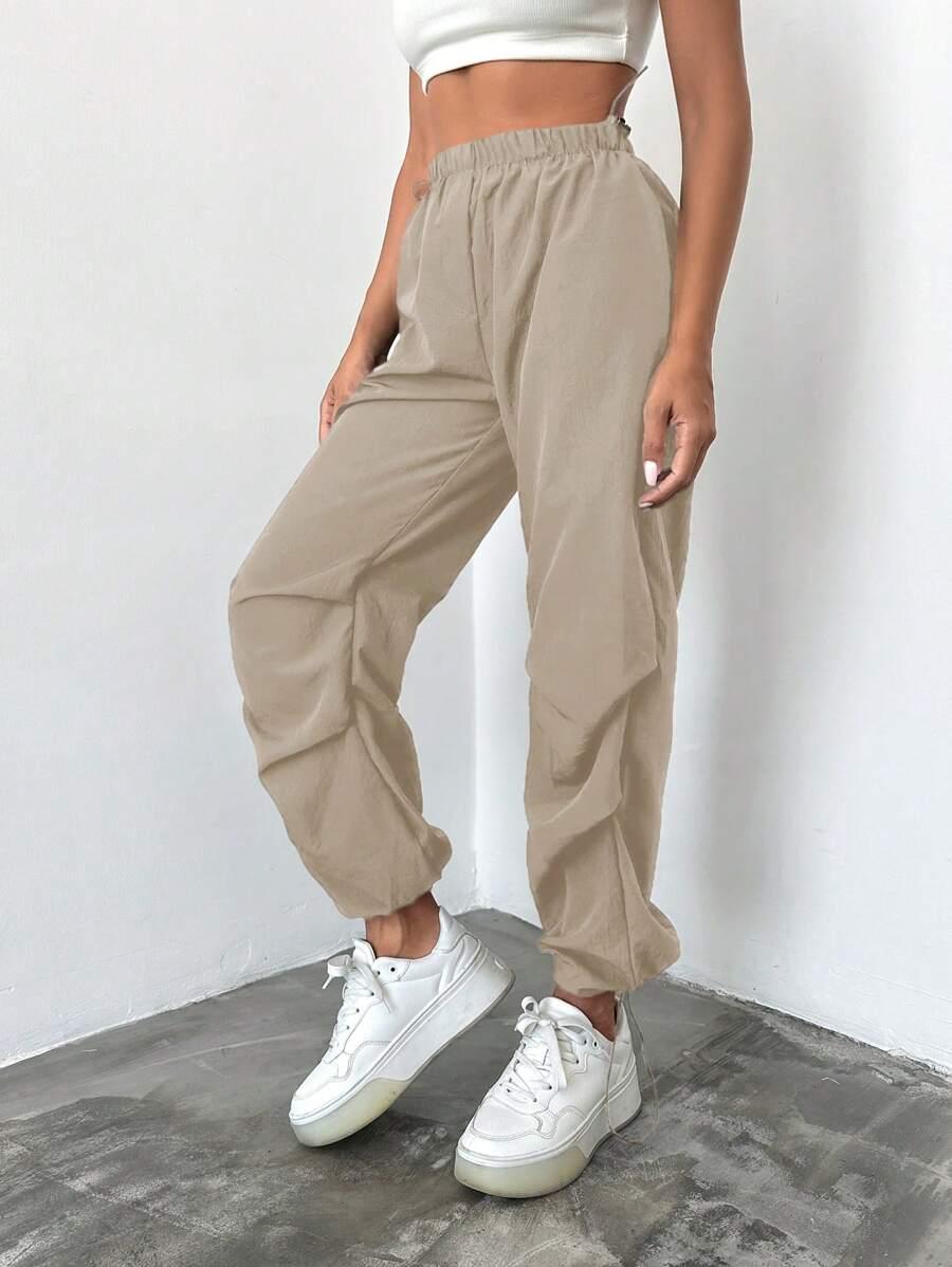 SHEIN BEŻOWE SPODNIE WYSOKI STAN S06__S