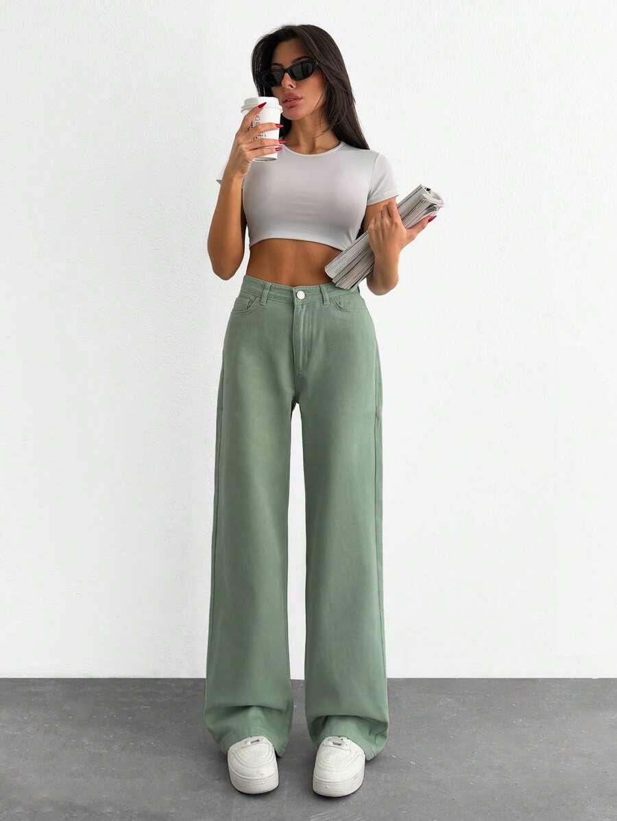 SHEIN ZIELONE SPODNIE JEANS S06__M