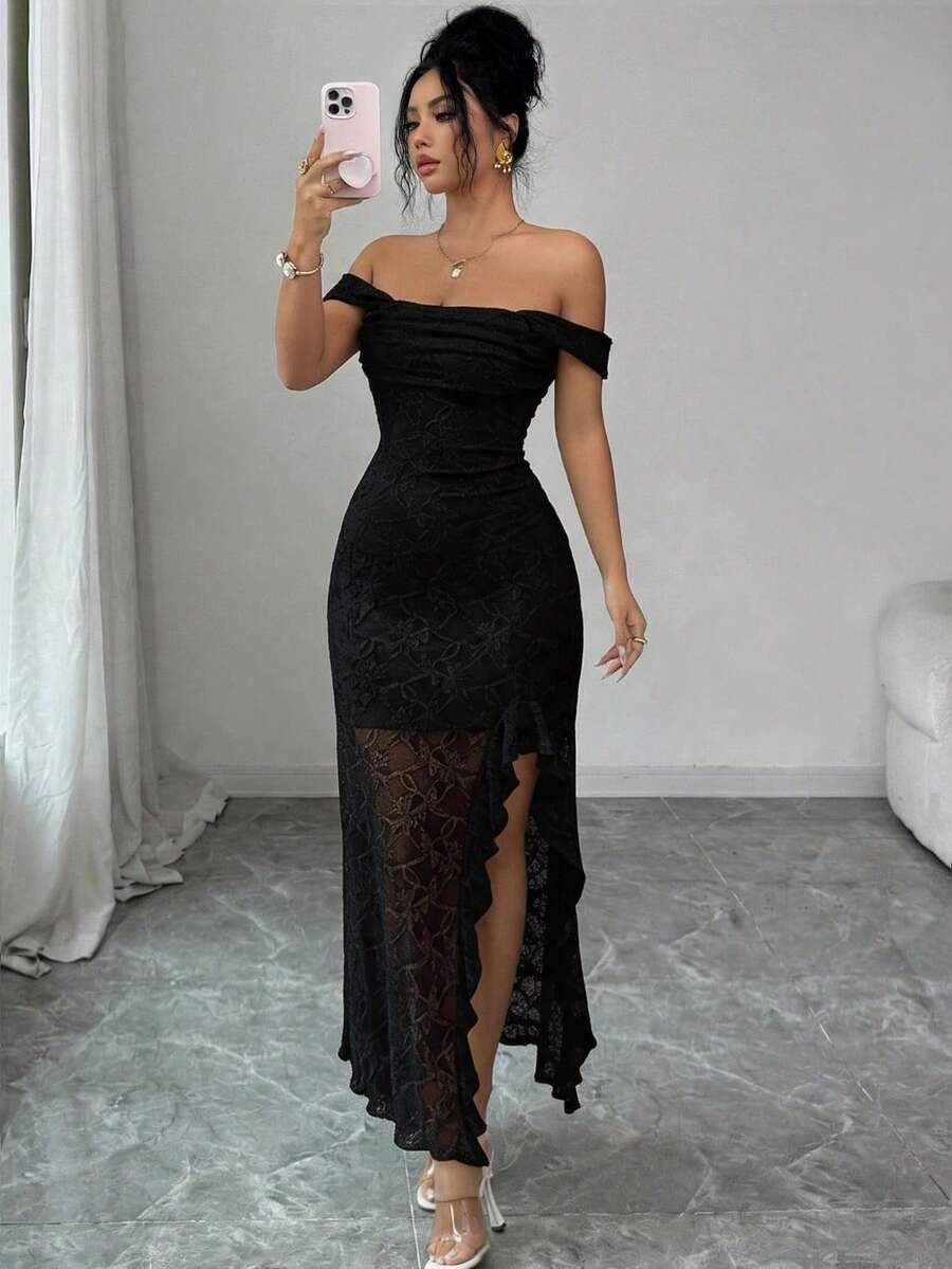 MODELYN CZARNA MAXI SUKIENKA S06__L