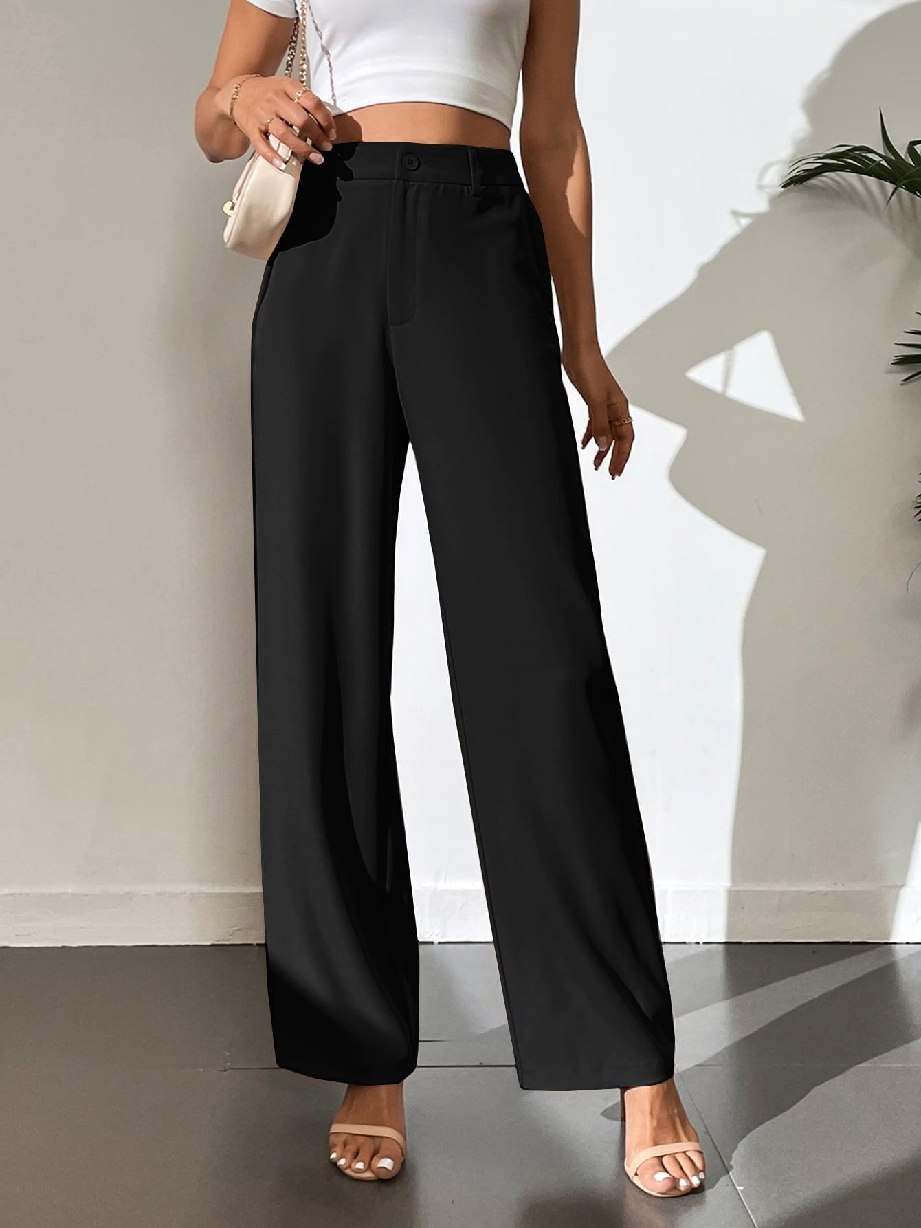 SHEIN CZARNE SPODNIE PROSTA NOGAWKA S06__XS