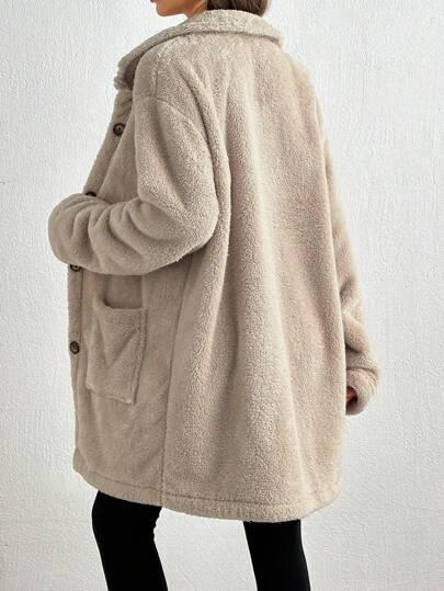 SHEIN BIAŁY PŁASZCZ MIŚ W01__L
