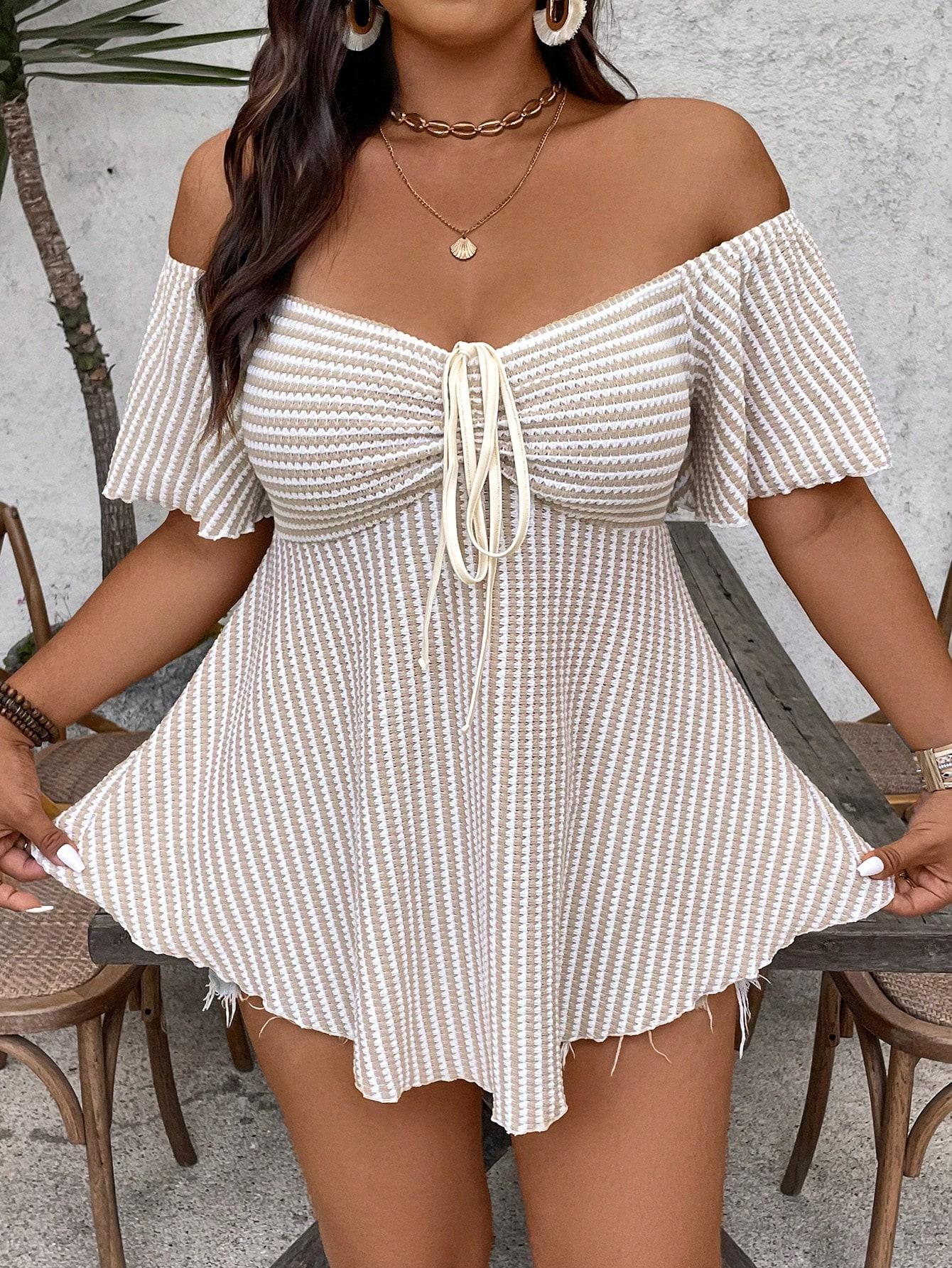 SHEIN BLUZKA ODKRYTE RAMIONA MARSZCZENIA S06__46
