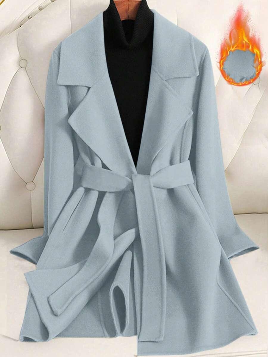 SHEIN NIEBIESKI KLASYCZNY PŁASZCZ W01__L