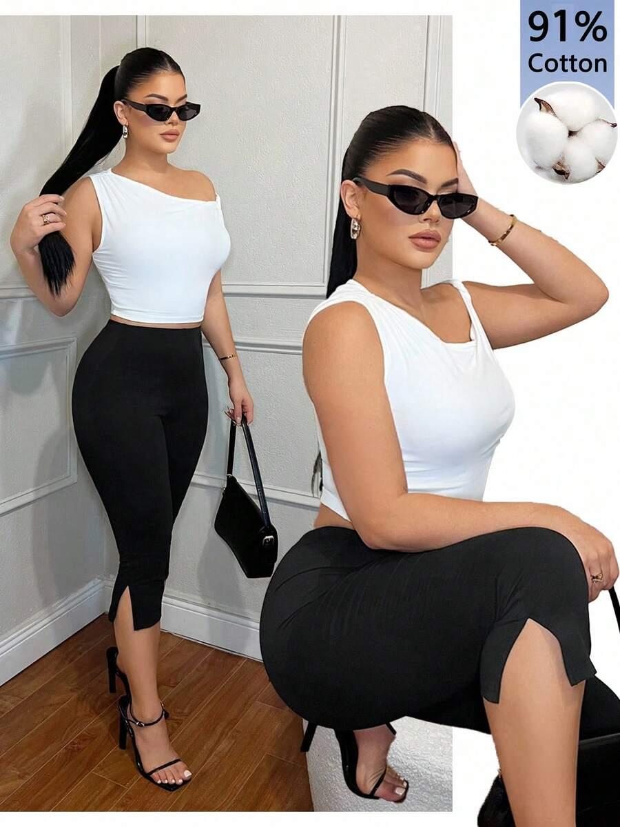 SHEIN CZARNE SPODNIE RYBACZKI S06__L