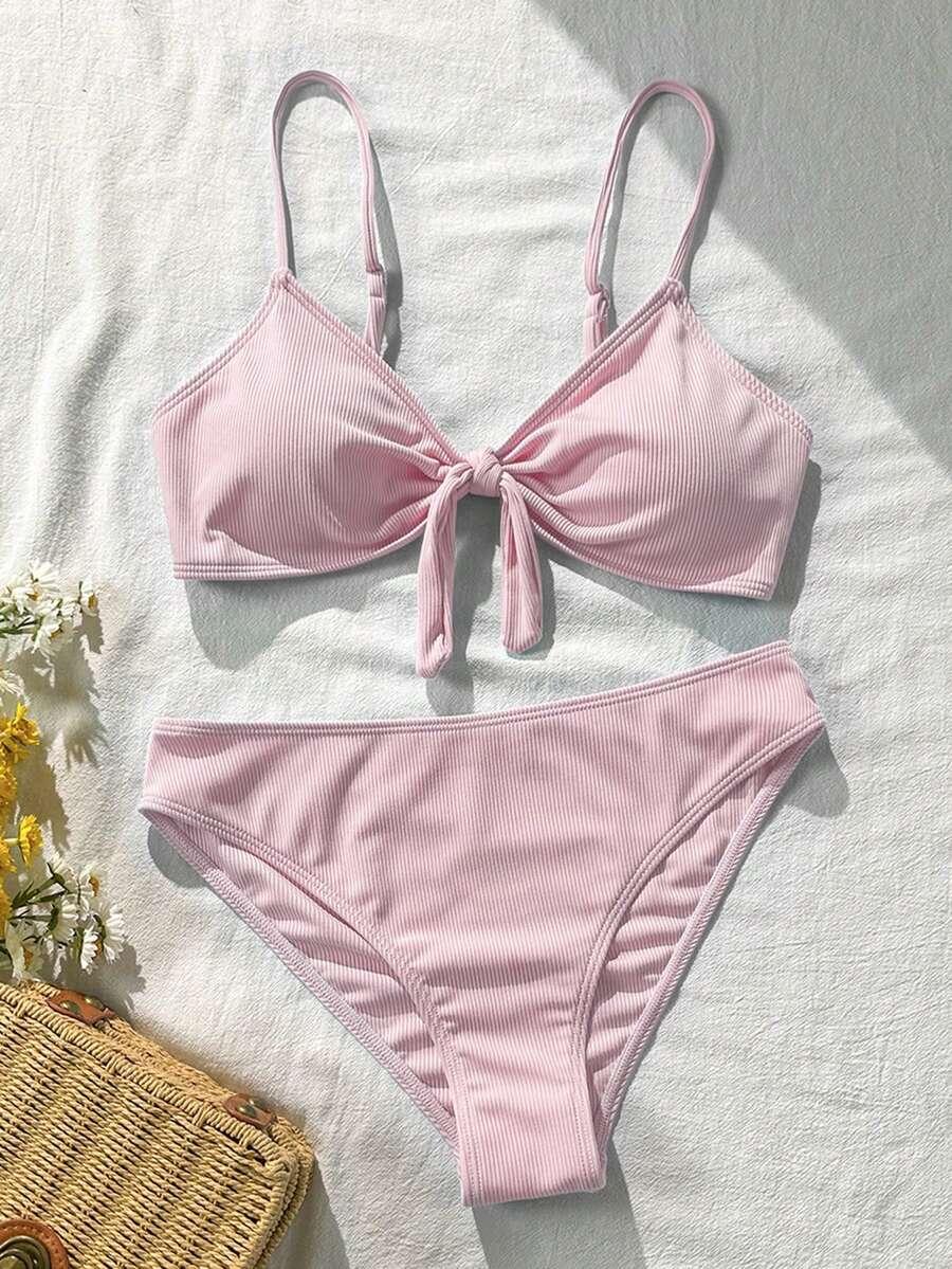 SWIM MOD RÓŻOWY DWUCZĘŚCIOWY STRÓJ KĄPIELOWY PRĄŻKI S09__M