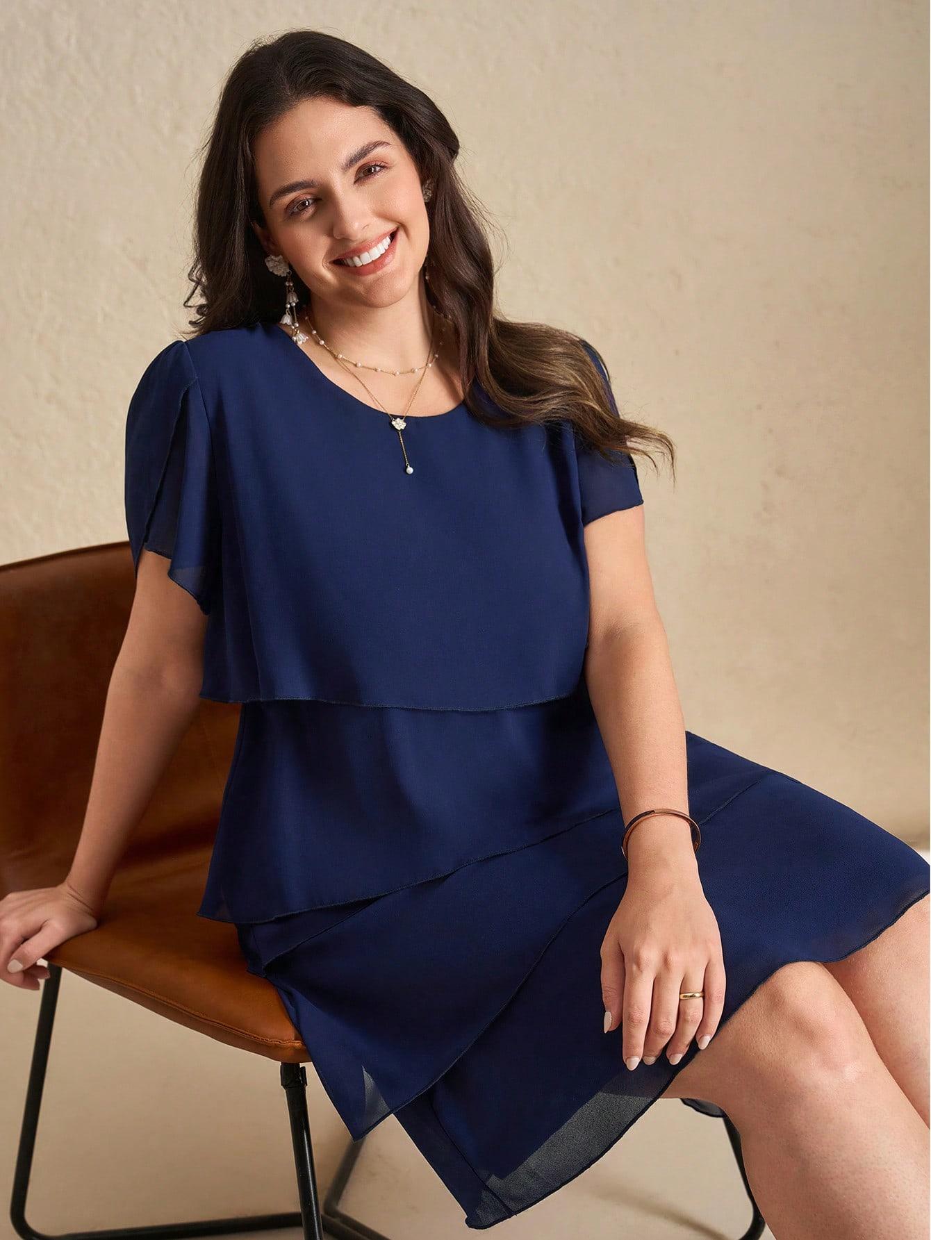 SHEIN GRANATOWA SUKIENKA Z KRÓTKIM RĘKAWEM S06__48
