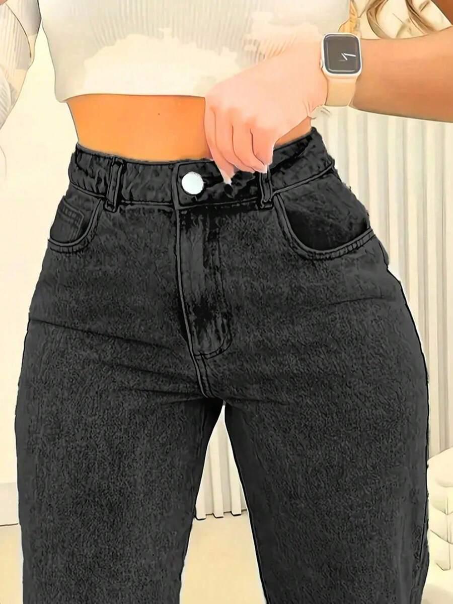 SHEIN SZARE SPODNIE JEANS WYSOKI STAN S06__S