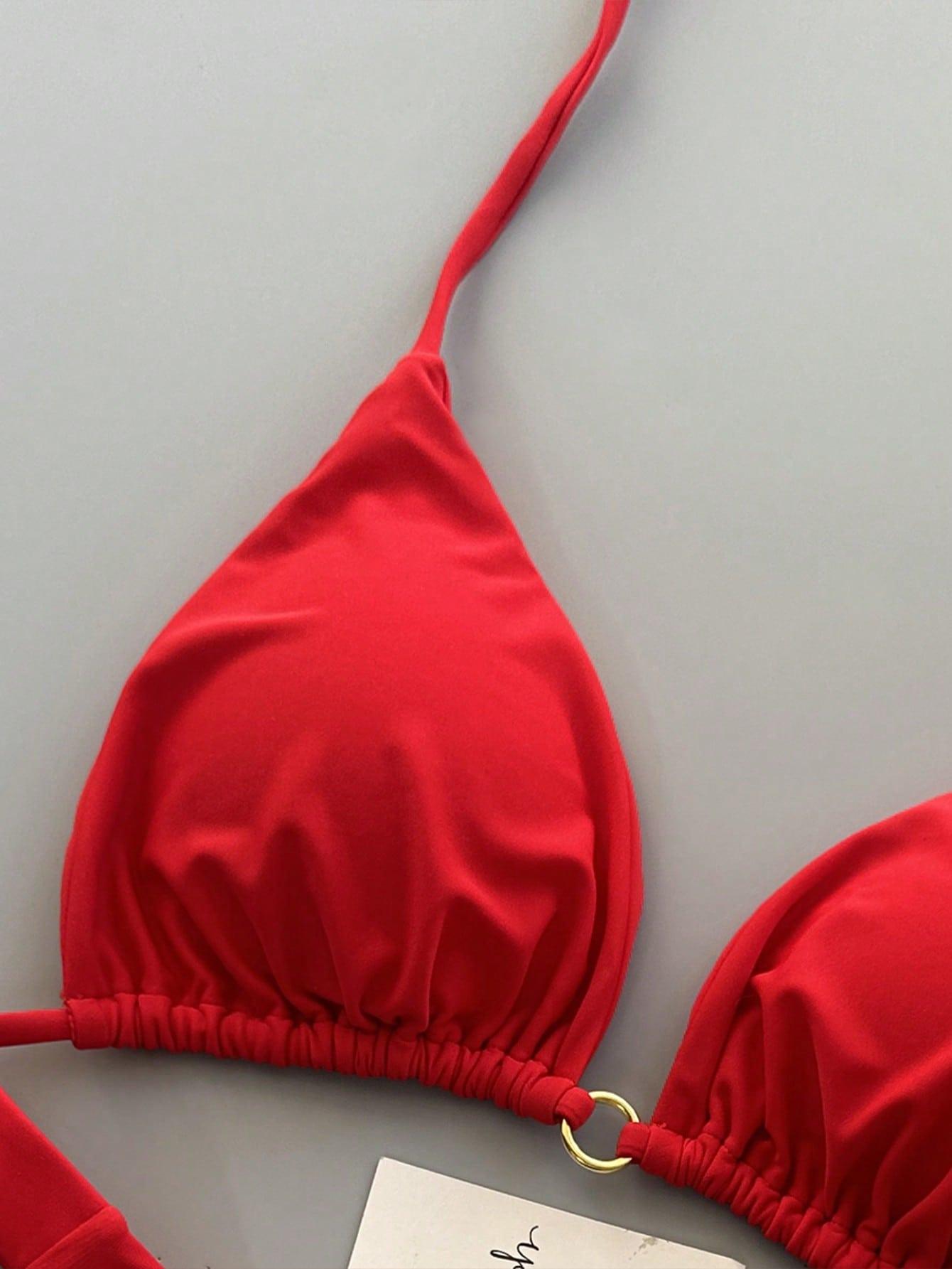 SHEIN CZERWONY DWUCZĘŚCIOWY STRÓJ KĄPIELOWY S09__M