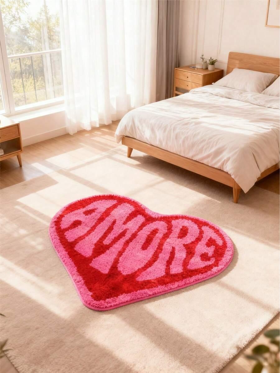 SHEIN RÓŻOWY DYWAN SERCE 80X80