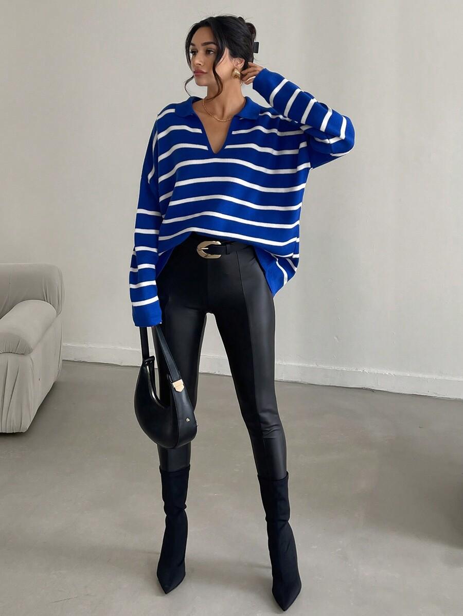 SHEIN NIEBIESKI SWETER PASKI S06__48