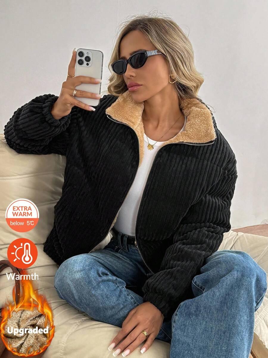 SHEIN CZARNA KURTKA PRĄŻKI W01__M