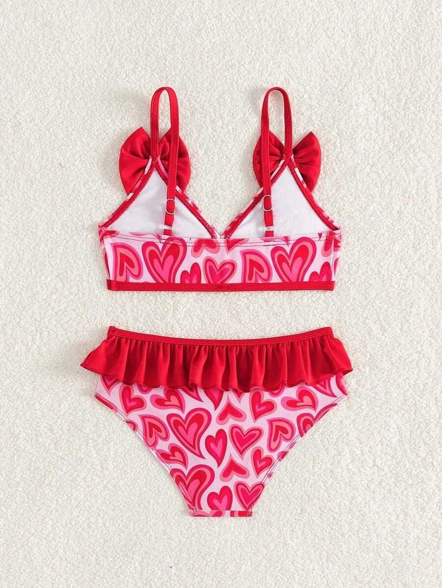 SHEIN DWUCZĘŚCIOWY STRÓJ KĄPIELOWY WZÓR SERCA ZDOBIENIA S06__98/104