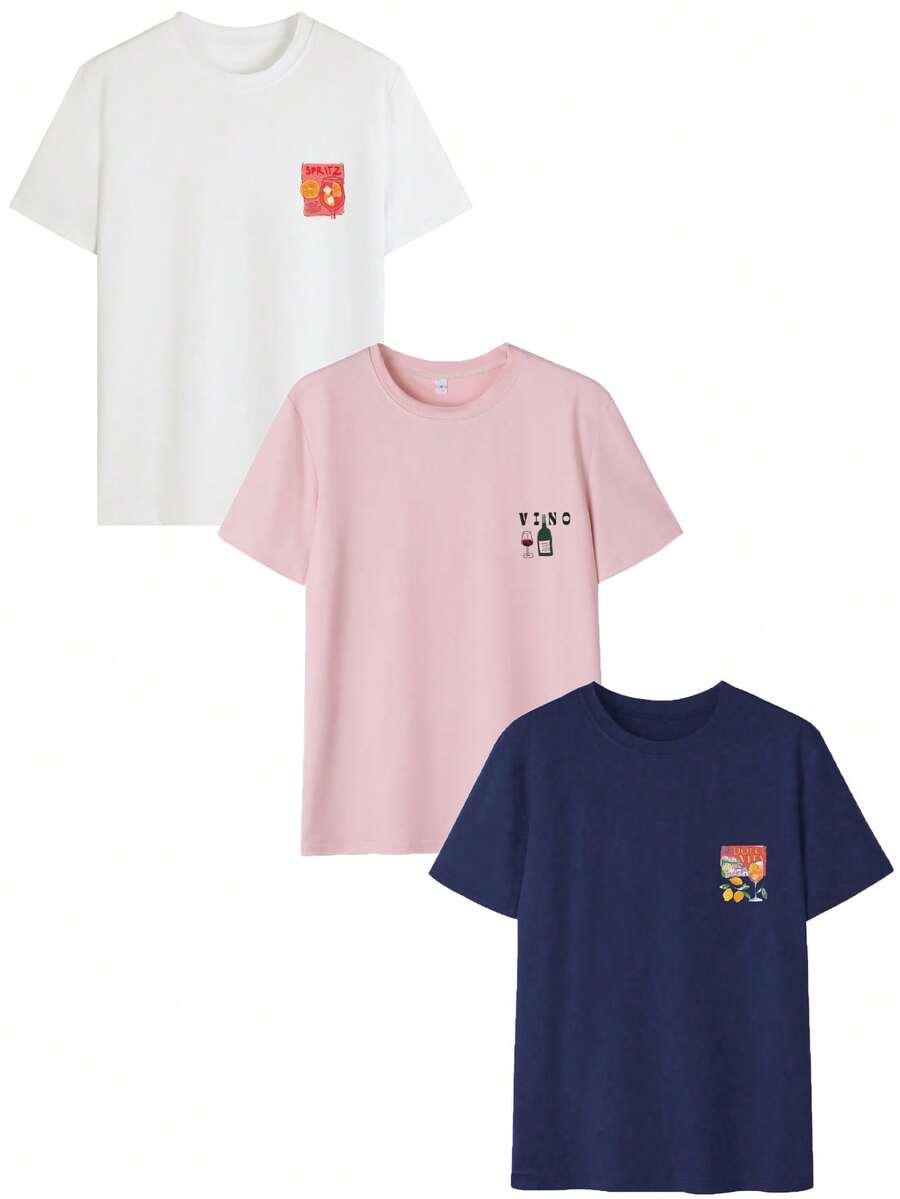 SHEIN BLUZKA NADRUK 3-PACK S06__S
