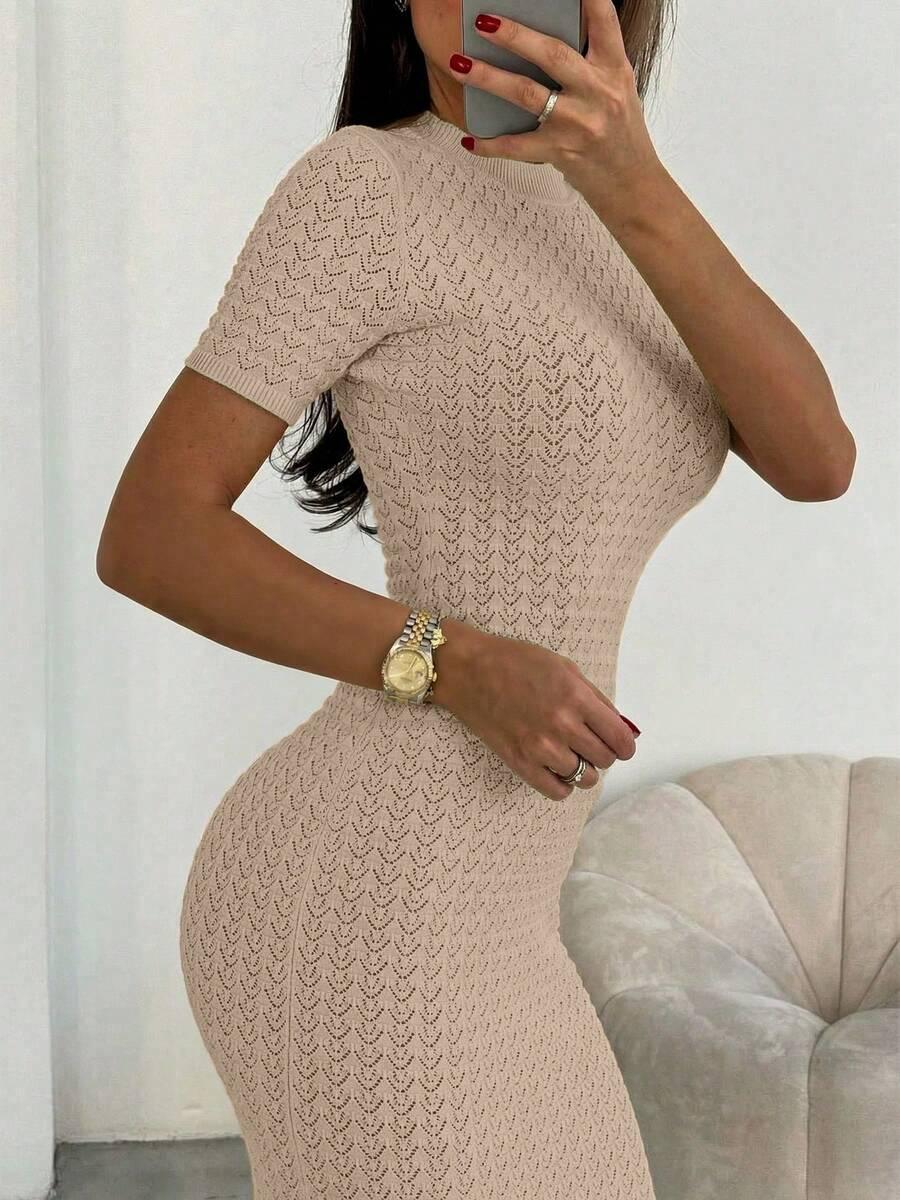 SHEIN BRĄZOWA DZIANINOWA SUKIENKA S06__M
