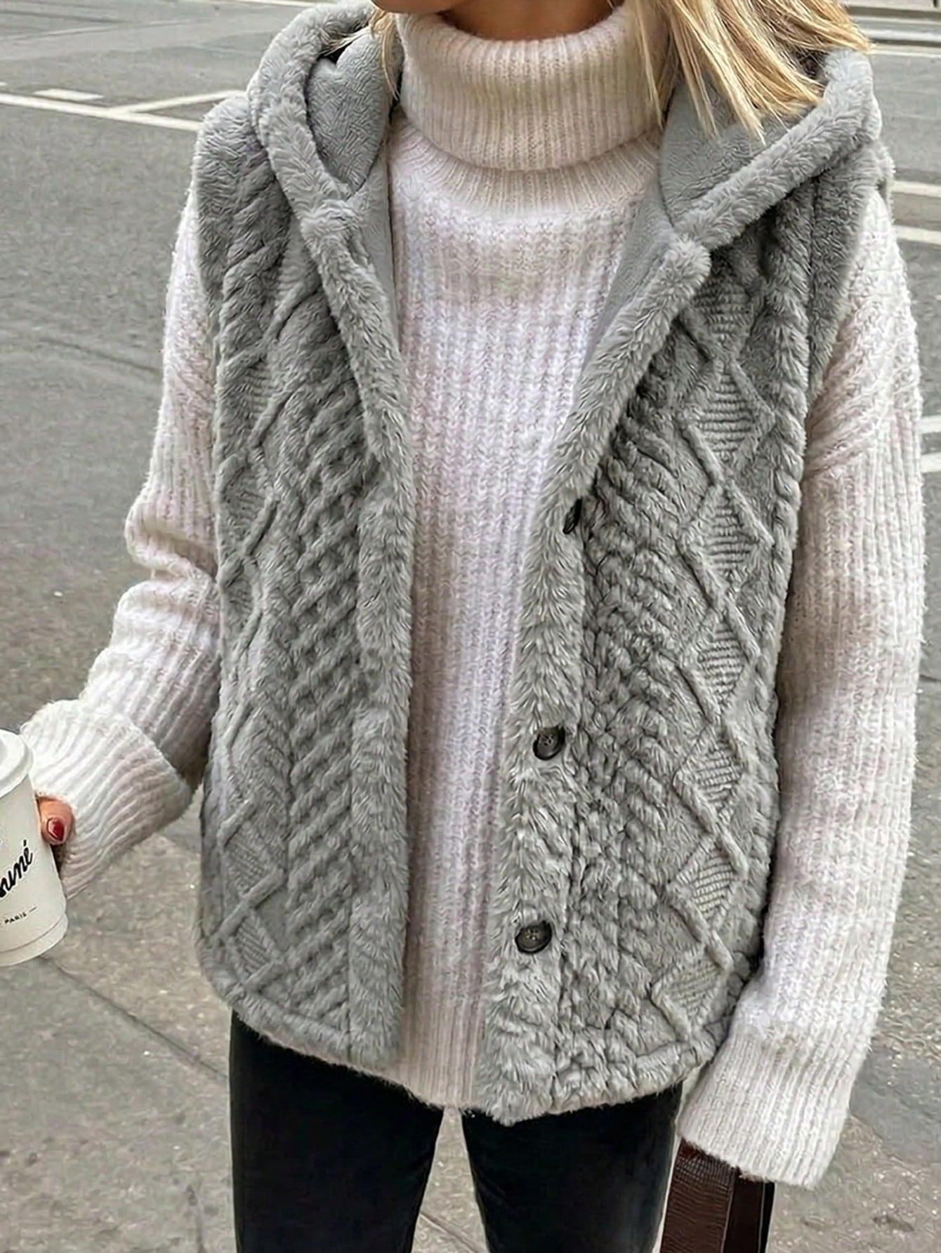 SHEIN SZARA KAMIZELKA KAPTUR S06__XL