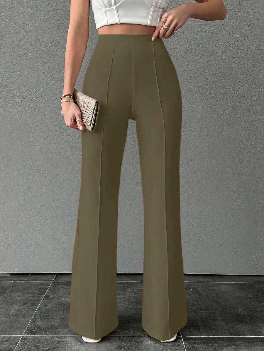 SHEIN ZIELONE SPODNIE OZDOBNE SZWY WYSOKI STAN S06__M