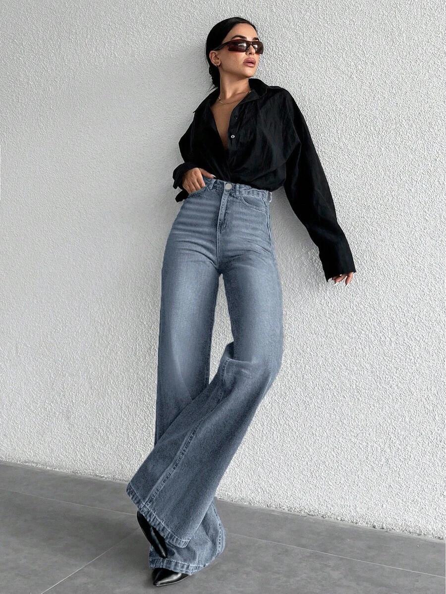 EURMUSE NIEBIESKIE SPODNIE JEANS PROSTE NOGAWKI S06__S