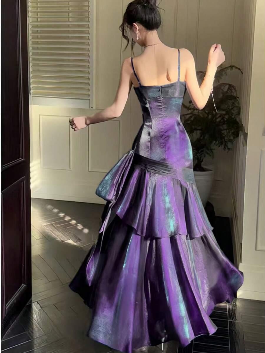 SHEIN FIOLETOWA MAXI SUKIENKA S06__XXS