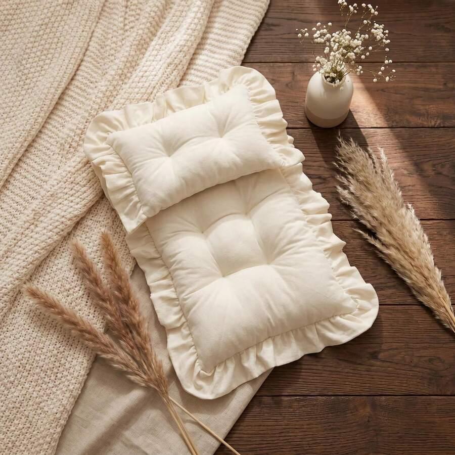 SHEIN BIAŁA PODUSZKA FALBANA S07__38X31CM