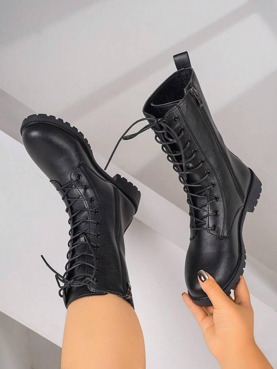 SHEIN CZARNE SZNUROWANE KOZAKI W01__42
