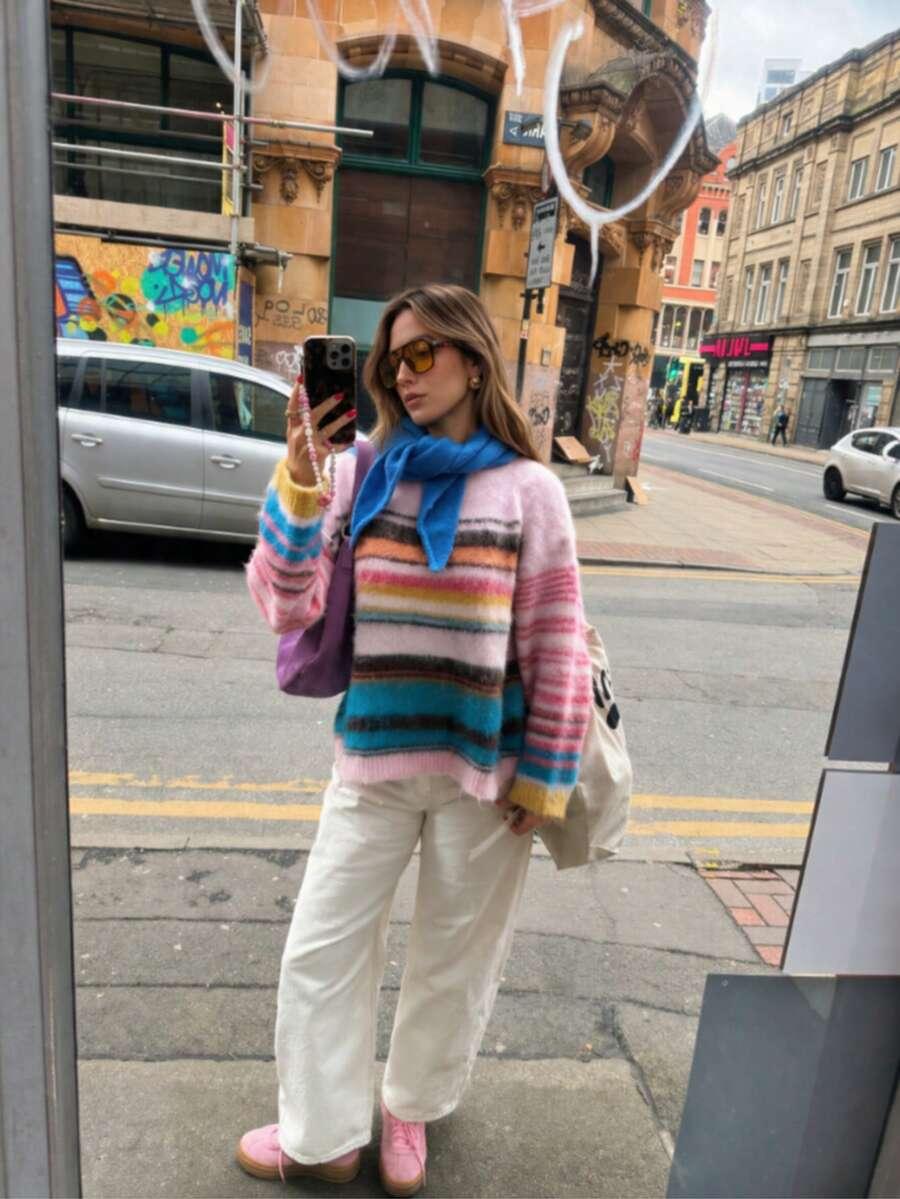 SHEIN SWETER WZÓR PASKI S06__M