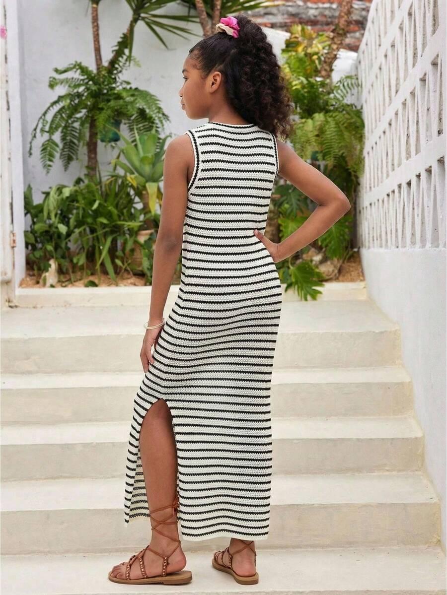 SHEIN DZIANINOWA SUKIENKA MAXI BEZ RĘKAWÓW S06__140-146