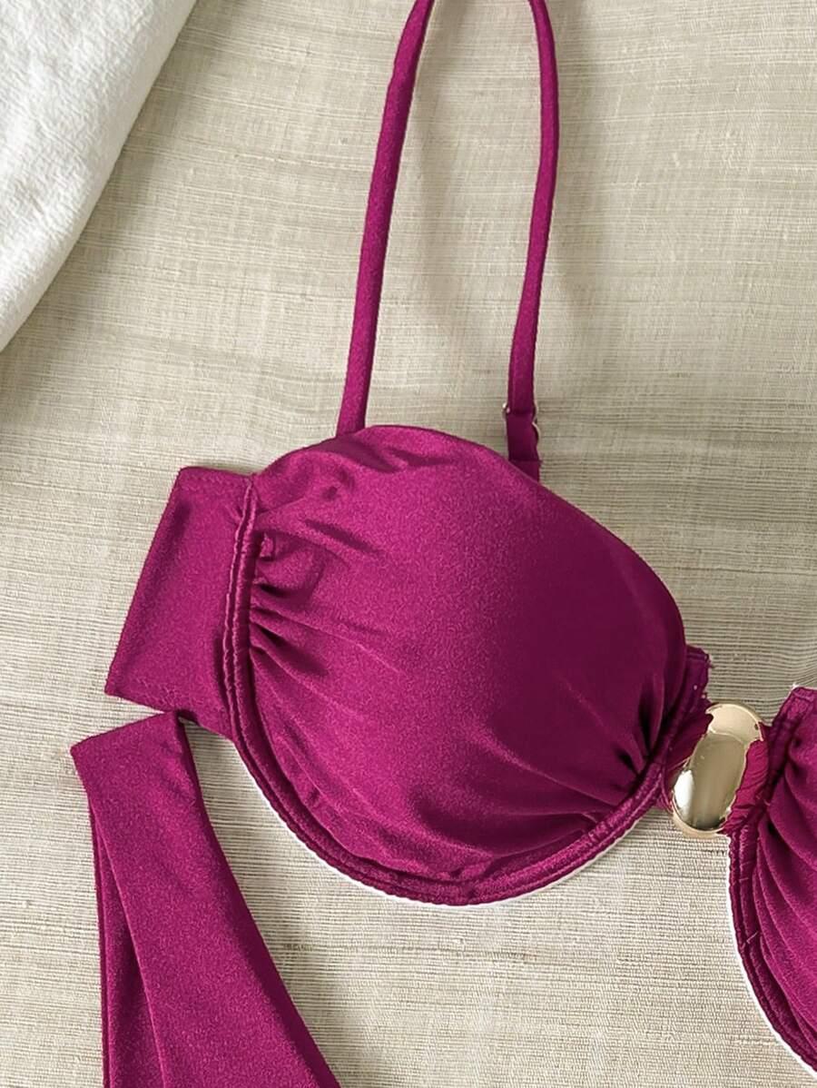 SHEIN BORDOWY DWUCZĘŚCIOWY STRÓJ KĄPIELOWY S09__XL