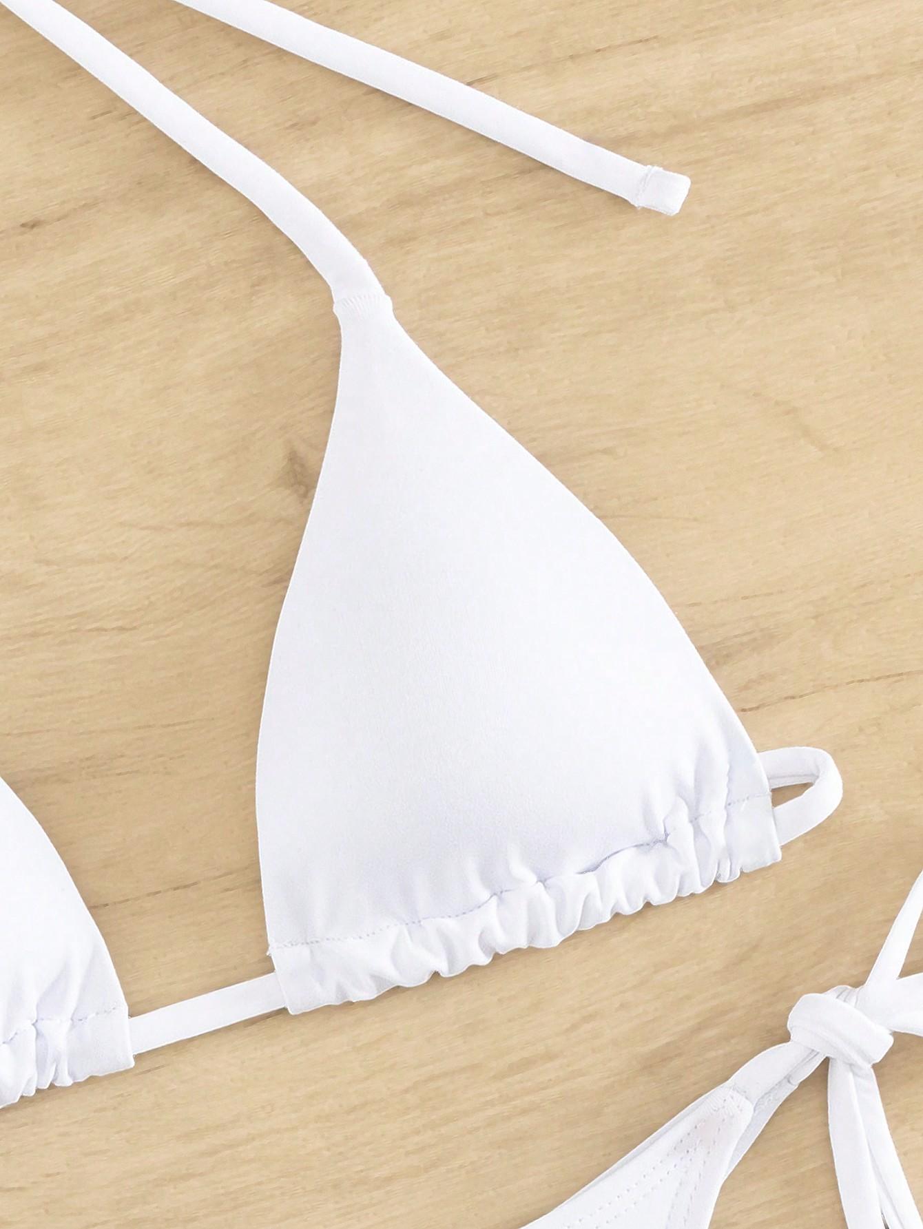 SHEIN BIAŁY DWUCZĘŚCIOWY STRÓJ KĄPIELOWY S09__L