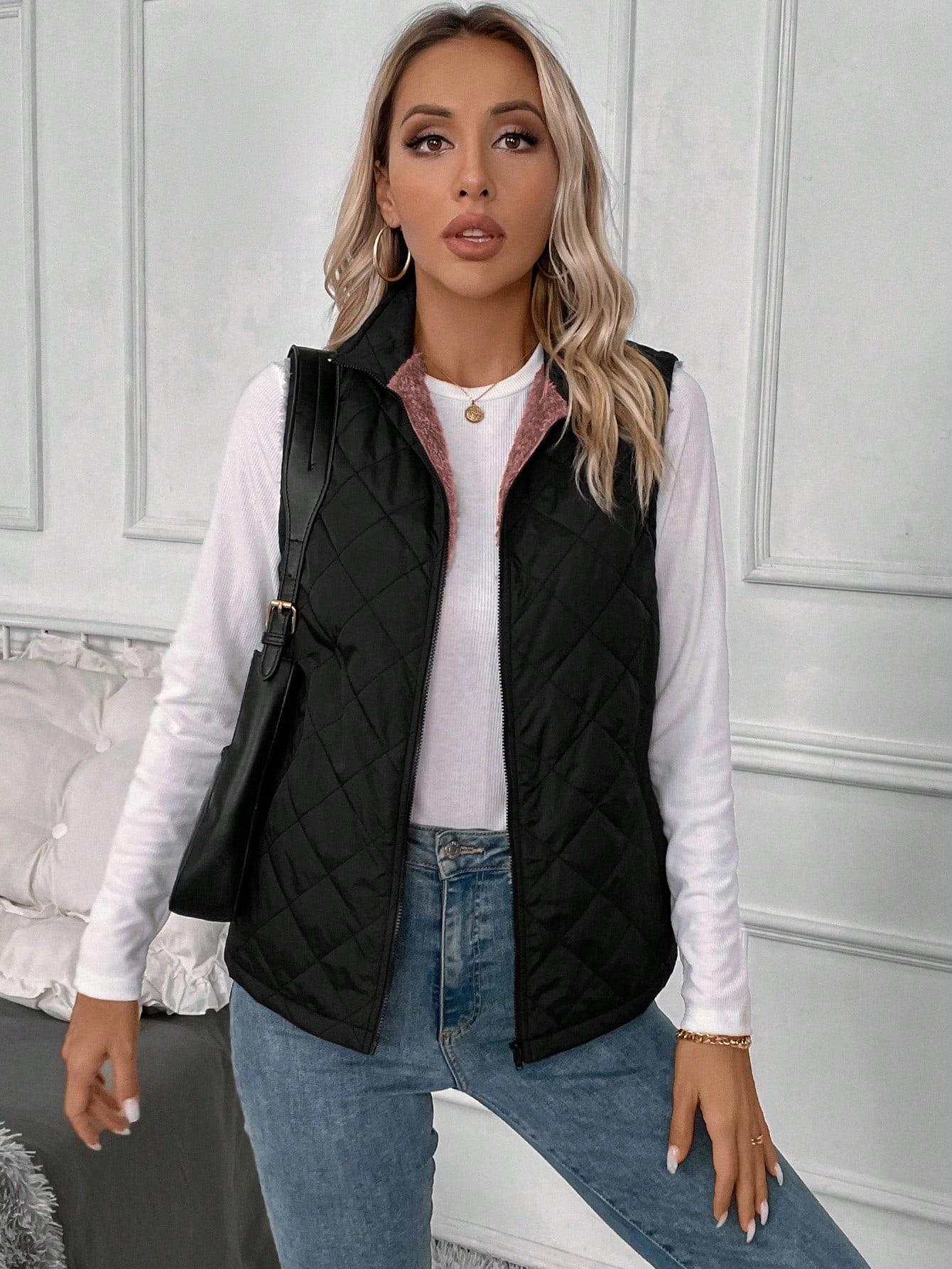 SHEIN CZARNA PIKOWANA KAMIZELKA W01__L