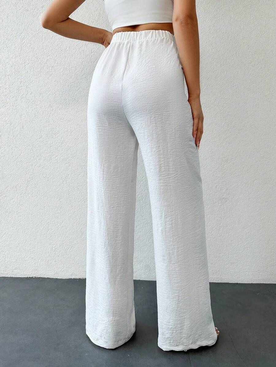 SHEIN BIAŁE PROSTE SPODNIE CASUAL S06__L