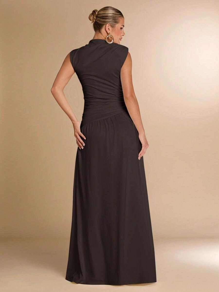 SHEIN BRĄZOWA MAXI SUKIENKA S06__XS